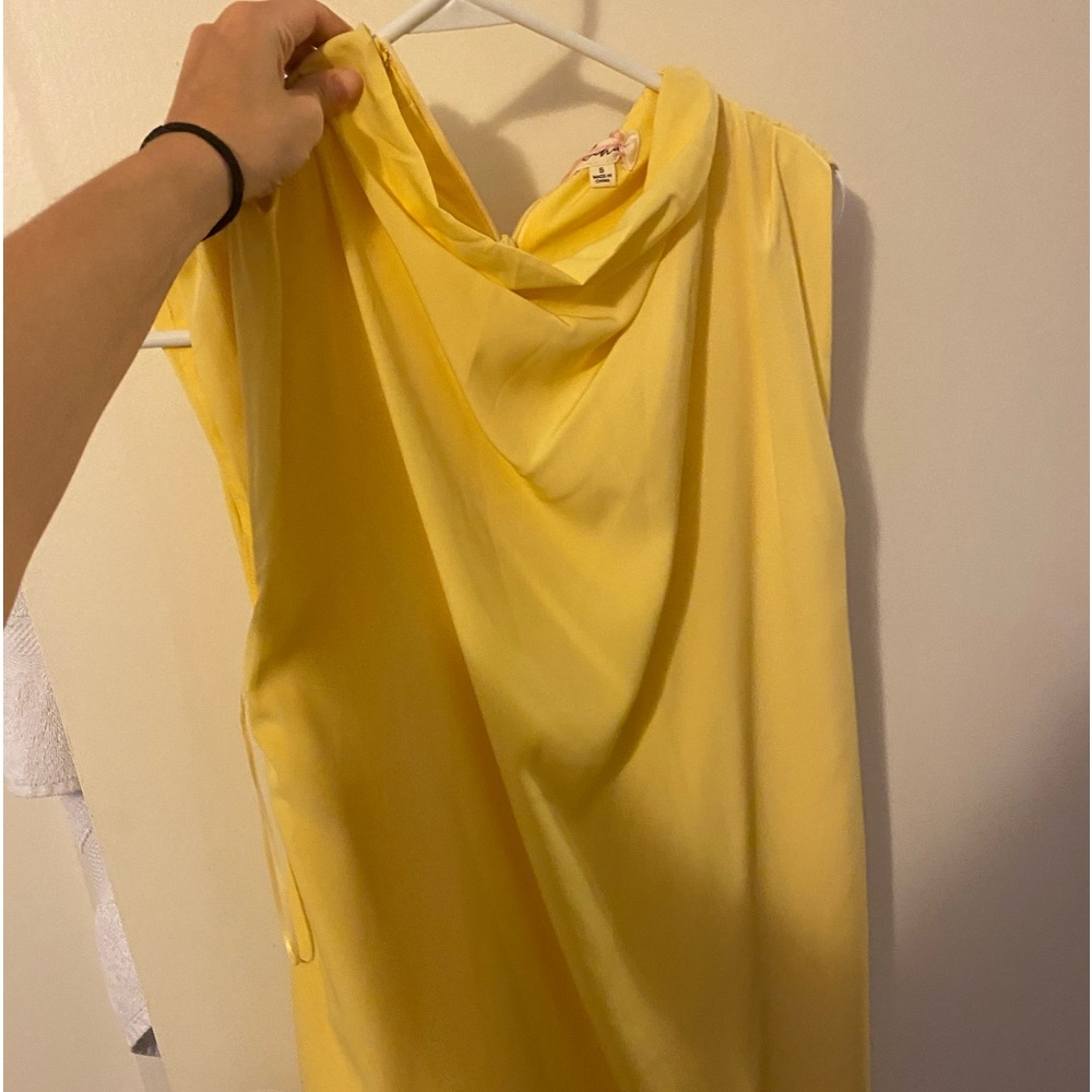 Cowl neck yellow dress
